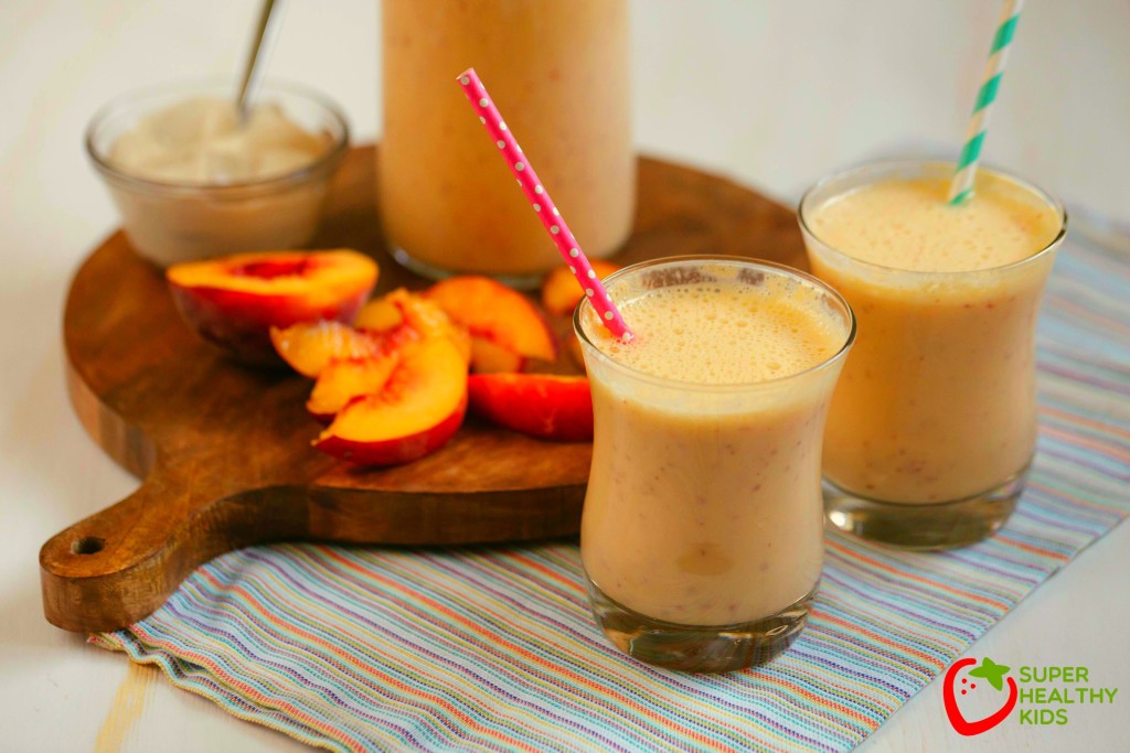 Fresh Peach Cooler. The perfect drink that is sweet, fresh and has the amazing flavor of fresh peaches. www.superhealthykids.com