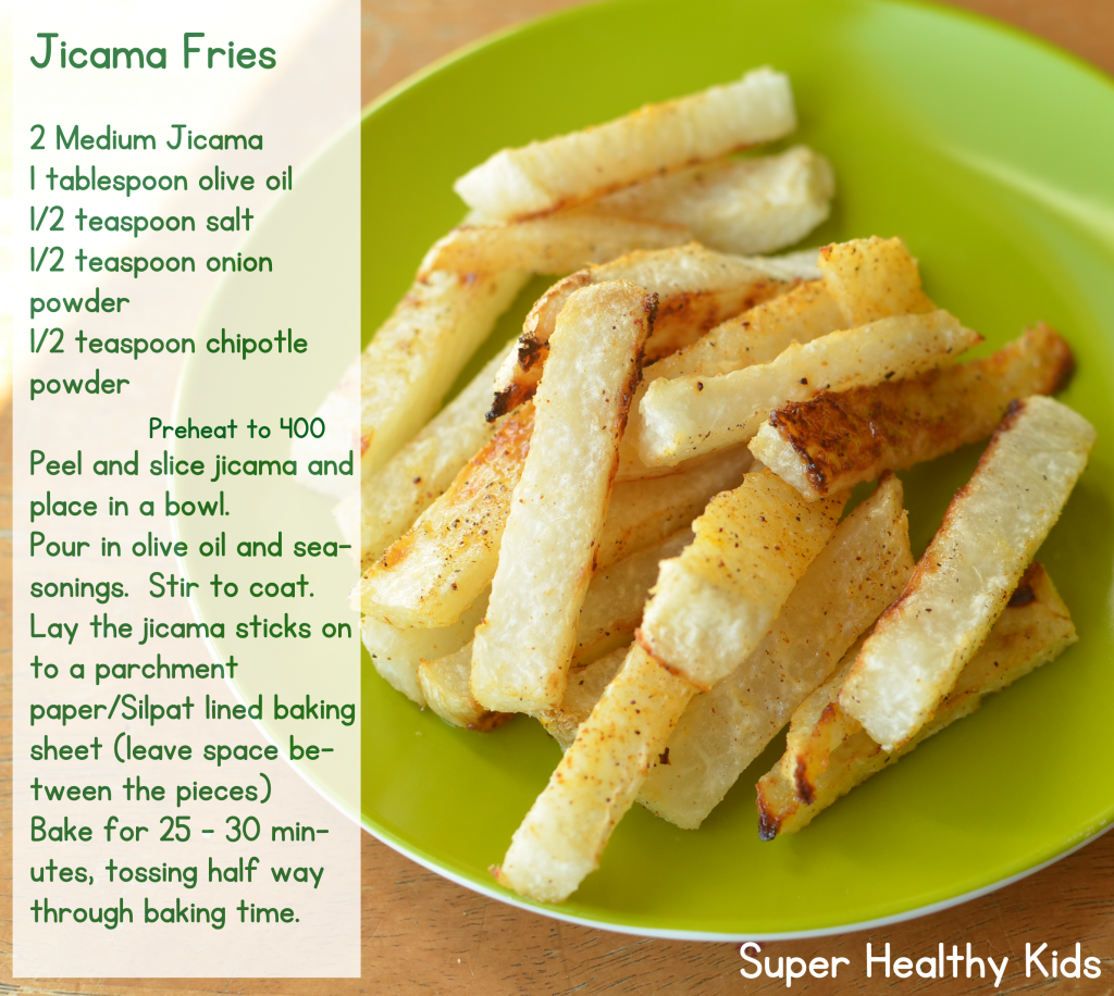 Jicama Fries Recipe Jicama Fries. Easy, no-bake, raw fries! We love this snack because it's easy PLUS it's good for kids