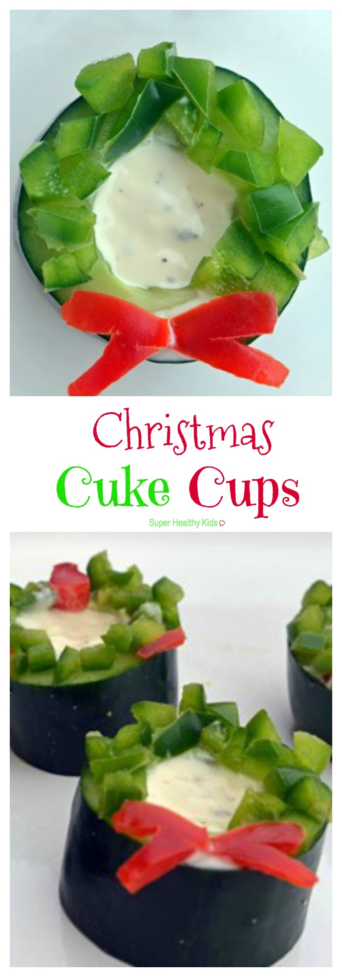 Christmas Cuke Cups. Veggies have never been so festive! http://www.superhealthykids.com/christmas-cuke-cups/ Christmas Cuke Cups. Veggies have never been so festive! http://www.superhealthykids.com/christmas-cuke-cups/