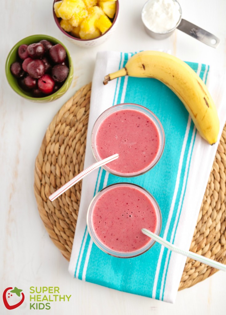 Cherry Pineapple Smoothie for Kids Cherry Pineapple Smoothie for Kids. Smoothies in the winter are a great way to get your vitamins in when most fruits aren't in season.