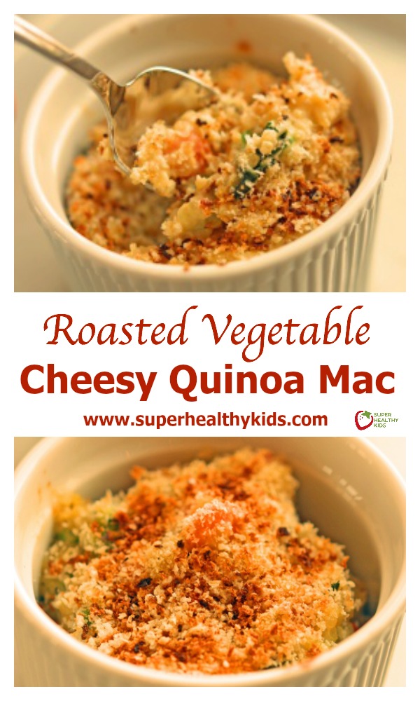 Roasted Vegetable Cheesy Quinoa Mac. Mac 'n Cheese you can feel good about! www.superhealthykids.com/roasted-vegetable-cheesy-quinoa-mac Roasted Vegetable Cheesy Quinoa Mac. Mac 'n Cheese you can feel good about!