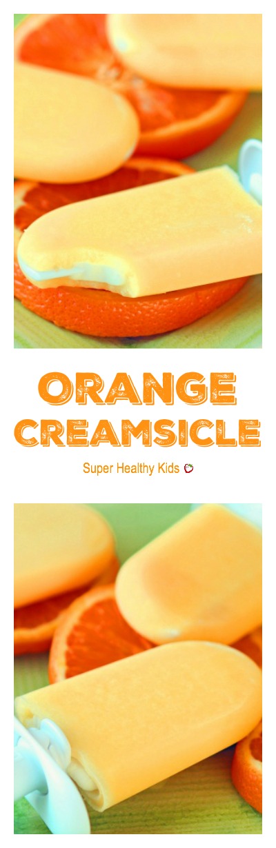 Orange Creamsicle - Orange coating with a creamy center! This popsicle is easier than it looks! www.superhealthykids.com/orange-creamsicles-and-zoku-pop-maker Orange Creamsicle - Orange coating with a creamy center! This popsicle is easier than it looks! www.superhealthykids.com/orange-creamsicles-and-zoku-pop-maker