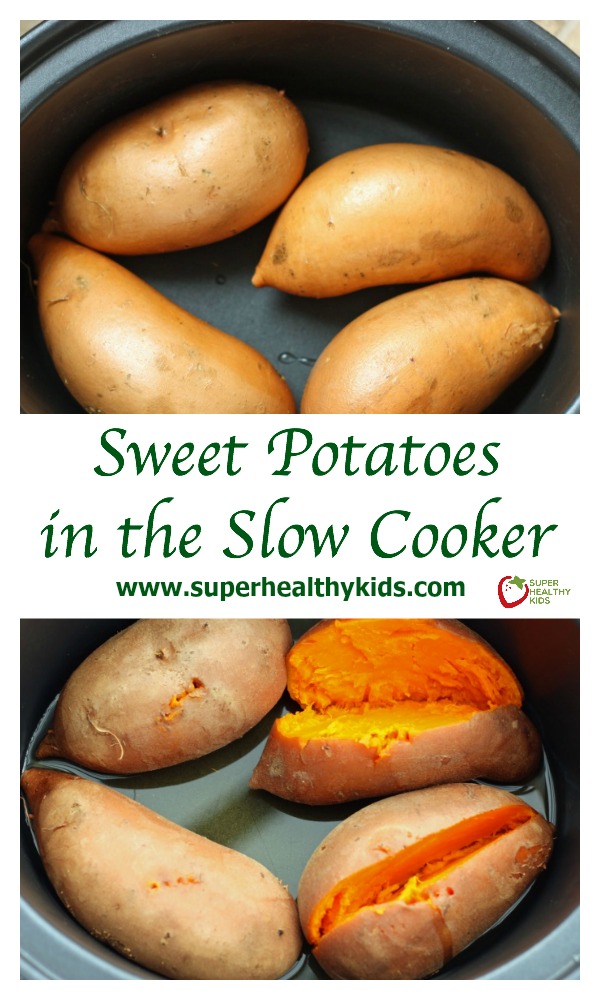 Sweet Potatoes in the Slow Cooker. Creamiest potato ever! www.superhealthykids.com/sweet-potatoes-in-the-slow-cooker Sweet Potatoes in the Slow Cooker. Creamiest potato ever!