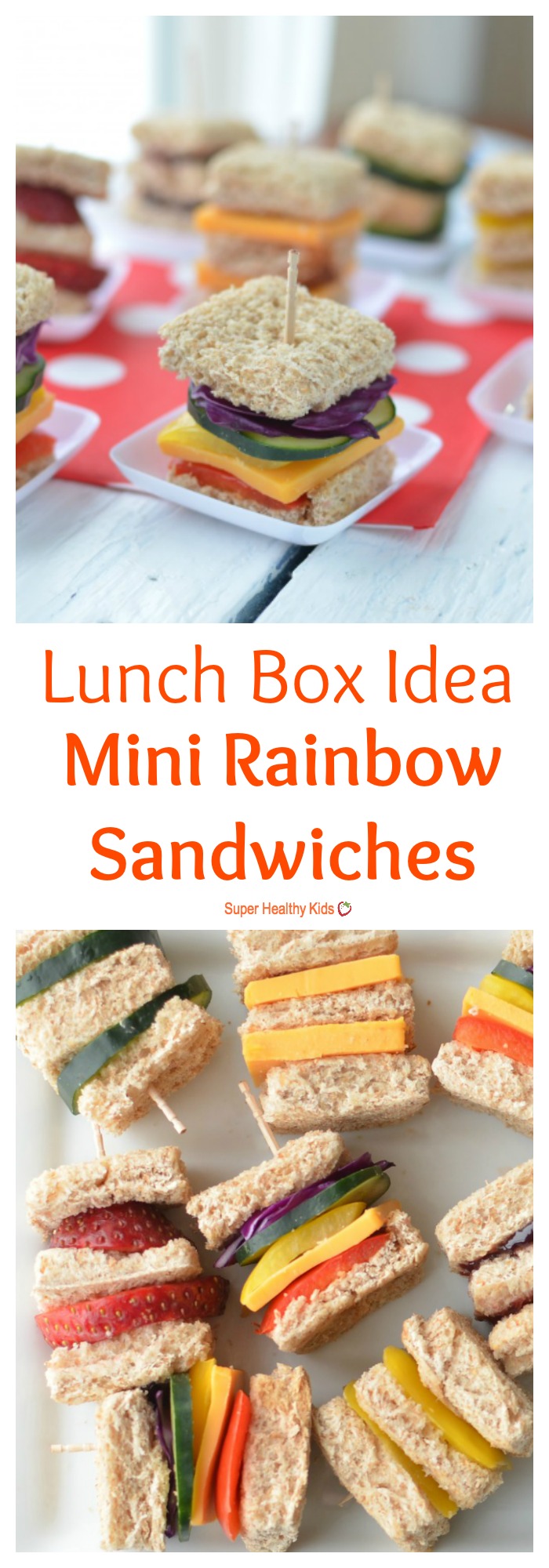 FOOD - Lunch Box Idea: Mini Rainbow Sandwiches. Lunch box idea using a variety of fruits and veggies for mini sandwiches. http://www.superhealthykids.com/lunch-box-idea-mini-rainbow-sandwiches/ FOOD - Lunch Box Idea: Mini Rainbow Sandwiches. Lunch box idea using a variety of fruits and veggies for mini sandwiches. http://www.superhealthykids.com/lunch-box-idea-mini-rainbow-sandwiches/