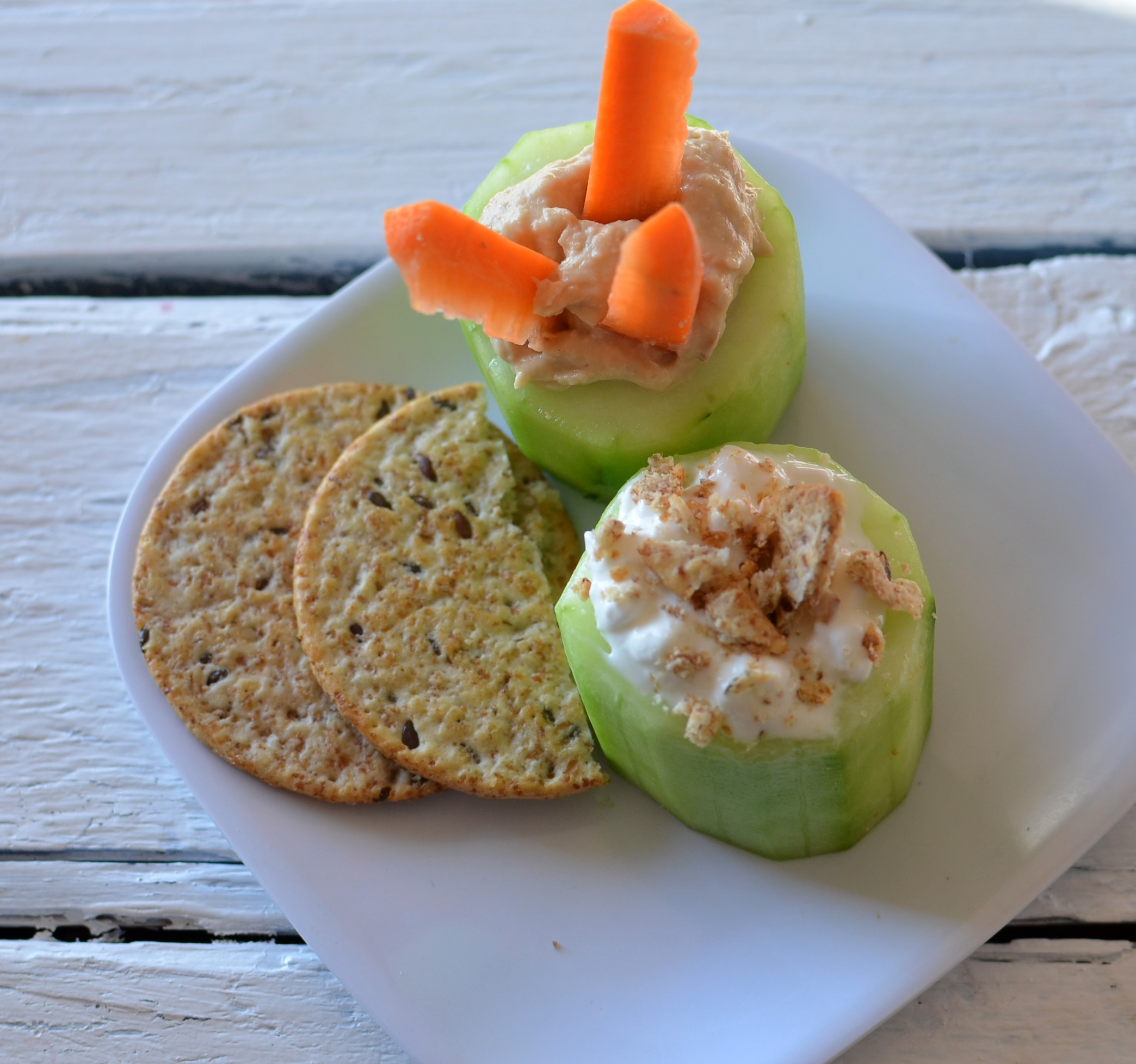 Cucumber Cups with Hummus & Cottage Cheese Super Healthy Kids
