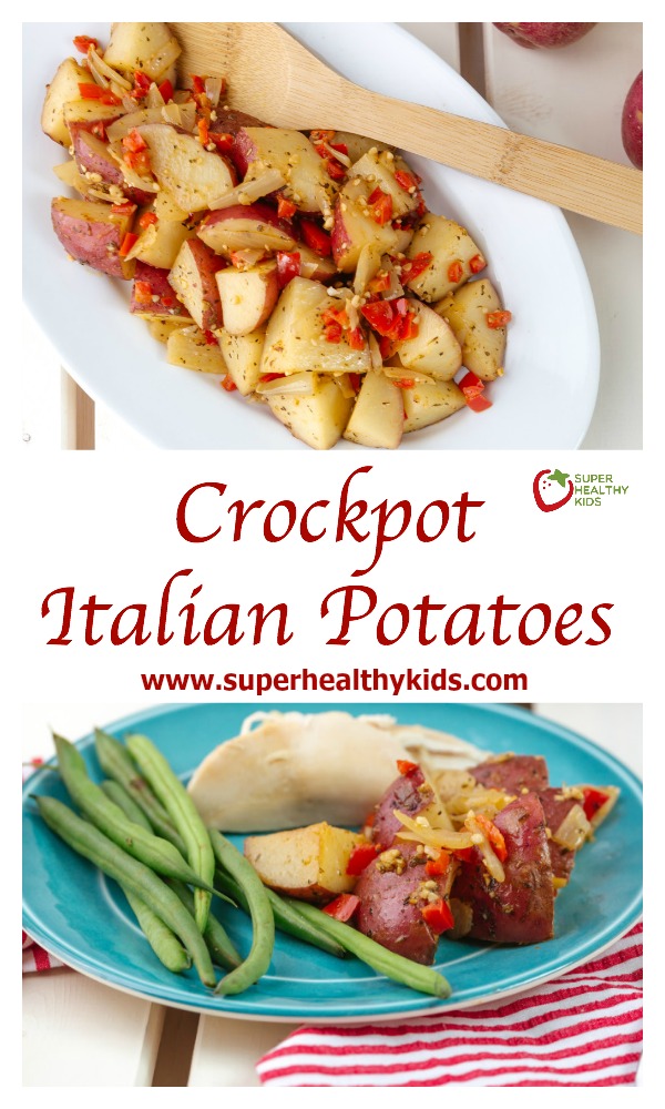 Crockpot Italian Potatoes- Easy Dinner! This is my go-to dinner on busy weeknights! www.superhealthykids.com/crockpot-italian-potatoes-easy-dinner Crockpot Italian Potatoes- Easy Dinner! This is my go-to dinner on busy weeknights!