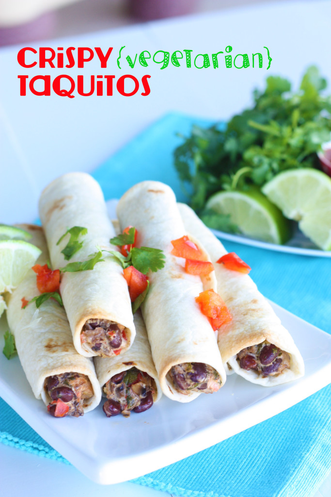 Crunchy Vegetarian Taquitos Crunchy Vegetarian Taquitos. Classic crispy bean taquito madeover with a veggie you would never expect!