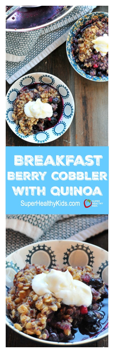 Breakfast Blueberry Cobbler. Definitely a recipe to pin for those cold mornings when you need something warm and comforting. http://www.superhealthykids.com/breakfast-berry-cobbler-quinoa/ Breakfast Blueberry Cobbler. Definitely a recipe to pin for those cold mornings when you need something warm and comforting.