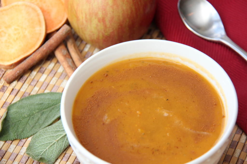Sweet Potato and Apple Soup Recipe Sweet Potato and Apple Soup Recipe. A perfect balance of sweet and savory flavors that is gluten-free and dairy-free.
