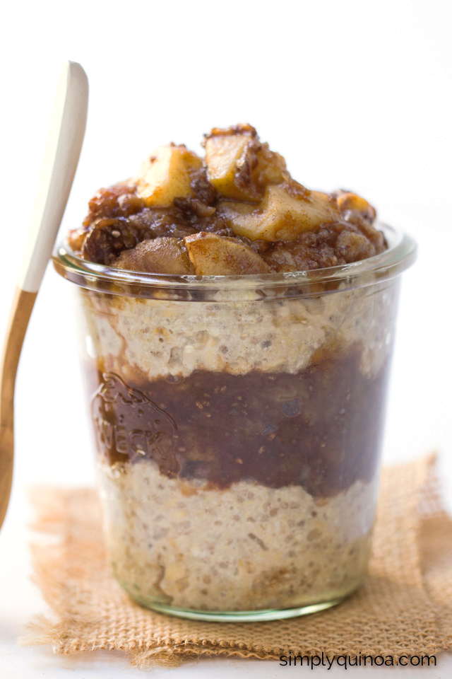 Apple Pie Overnight Oats + Quinoa Recipe Apple Pie Overnight Oats + Quinoa - a simple, healthy and absolutely delicious way to start the day. www.superhealthykids.com