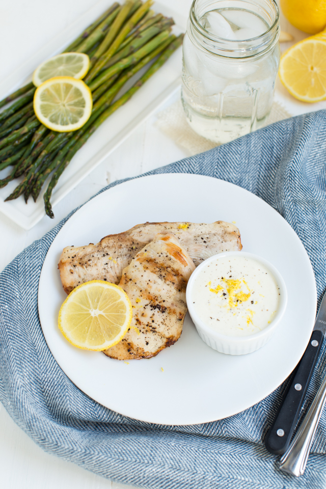 Grilled Lemon Chicken with Lemon Yogurt Dipping Sauce Lemon Grilled Chicken is an easy yet flavorful recipe! Kids and adults will love dipping the delicious chicken in the lemon yogurt dipping sauce.