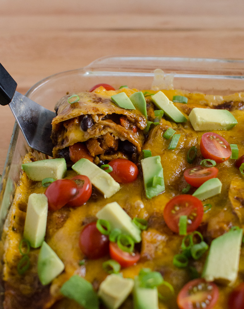 Roasted Sweet Potato and Black Bean Enchilada Stack Roasted Sweet Potato and Black Bean Enchilada recipe. www.superhealthykids.com