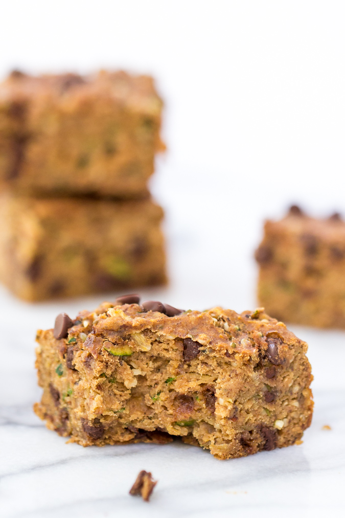 Chocolate Chip Zucchini Protein Bars Zucchini Chocolate Chip Protein Bars -- kid-friendly, allergy-friendly and absolutely delicious! No protein powders included - just naturally good protein! www.superhealthykids.com