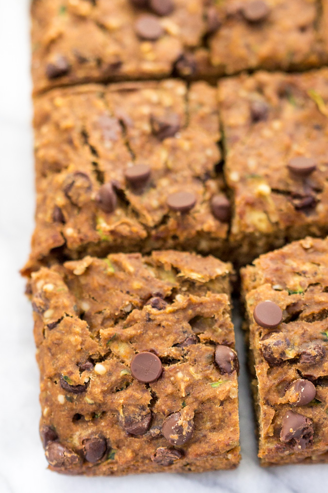 Chocolate Chip Zucchini Protein Bars Zucchini Chocolate Chip Protein Bars -- kid-friendly, allergy-friendly and absolutely delicious! No protein powders included - just naturally good protein! www.superhealthykids.com