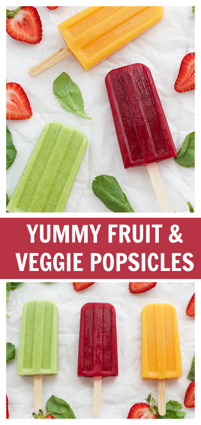 FOOD - 3 Healthy Fruit and Veggie Popsicles for healthy summer snacking. They're colorful, delicious, and your whole family will love them! http://www.superhealthykids.com/3-fruit-veggie-popsicles/
