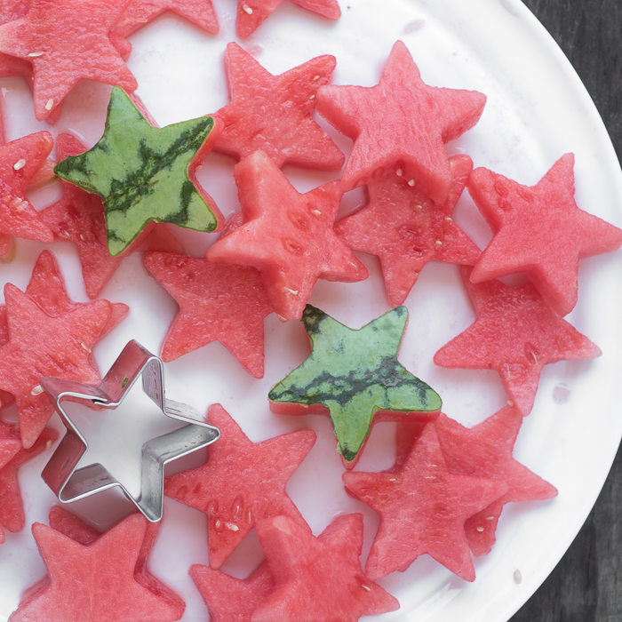 Star Spangled Fruit Infused Water Cutting watermelon stars forStar Spangled Infused Water