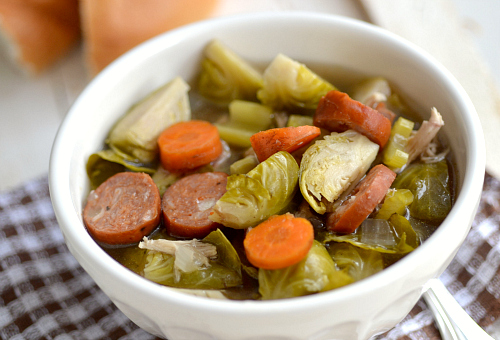 30 Fall Slow Cooker Recipes for Busy Weeknights Brussels Sprout and Chicken Sausage Soup