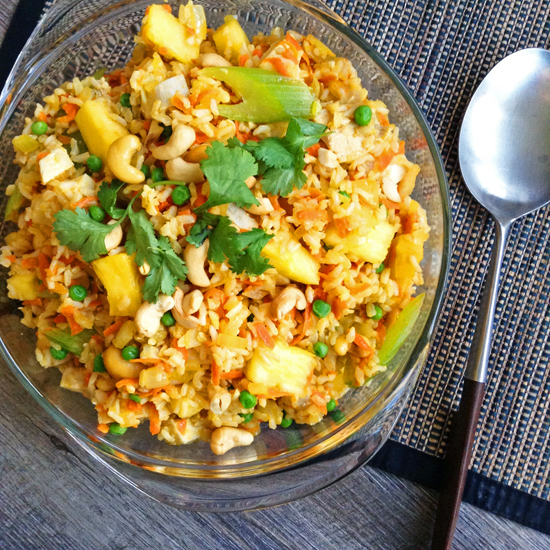 Pineapple Fried Brown Rice Pineapple Fried Brown Rice. Sweet and savory whole grain Pineapple Fried Brown Rice packs fruits AND veggies into one main dish.