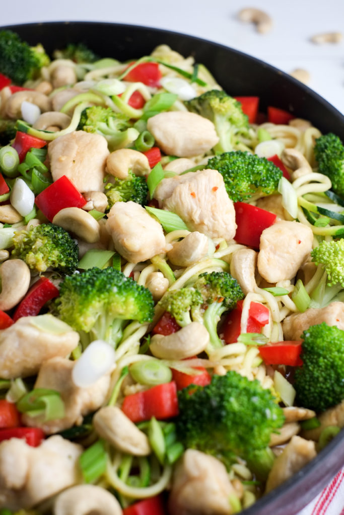 This cashew chicken is beautiful with zoodles!