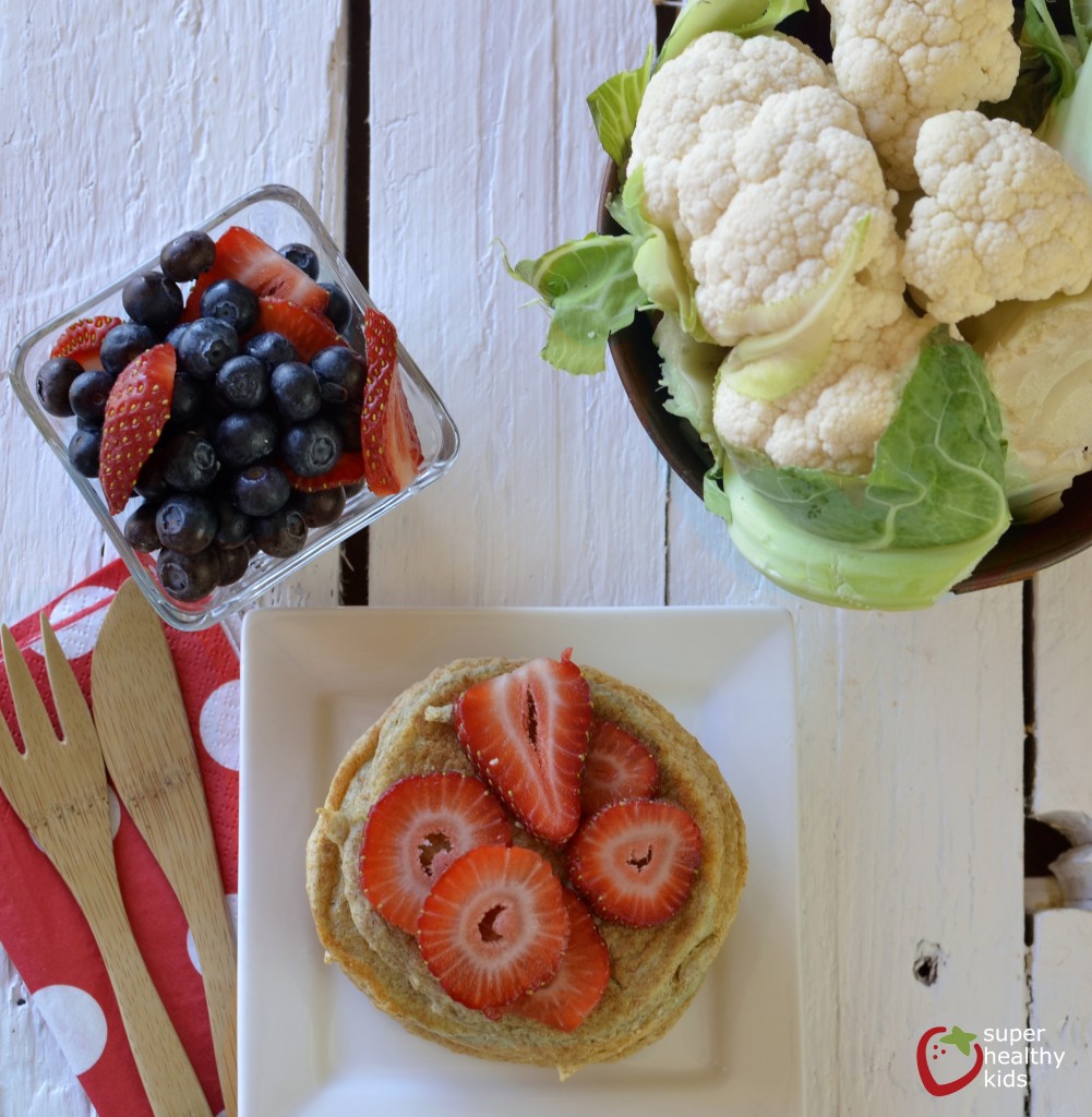 Fluffy Cauliflower Pancake Recipe Fluffy Cauliflower Pancakes. Make your kids favorite food & increase vitamin C, fiber, and antioxidants!