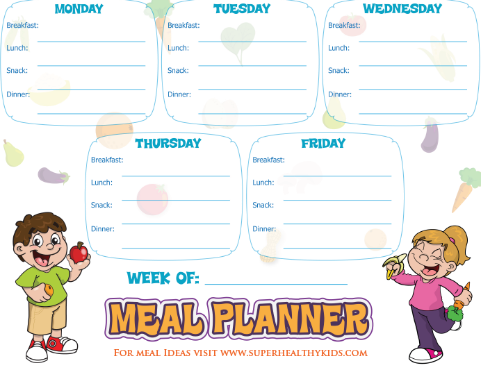 free printable meal planner for kids