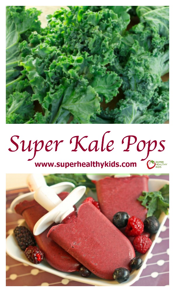 Super Kale Pops Recipe. Who knew you could add kale to popsicles, and the kids wouldn't complain one bit! https://www.superhealthykids.com/super-kale-pops/ Super Kale Pops Recipe. Who knew you could add kale to popsicles, and the kids wouldn't complain one bit!