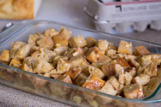 Making Baked Banana French Toast