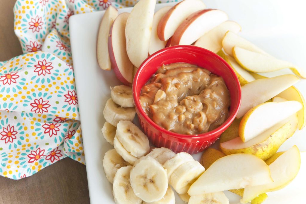 Healthy Peanut Butter Dip for fruit with chunky peanut butter
