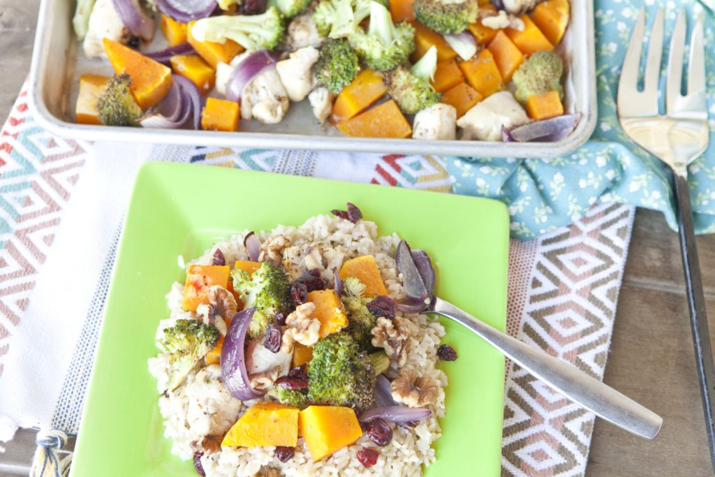 Chicken and Fall Roasted Veggies Sheet Pan Dinner. www.superhealthykids.com