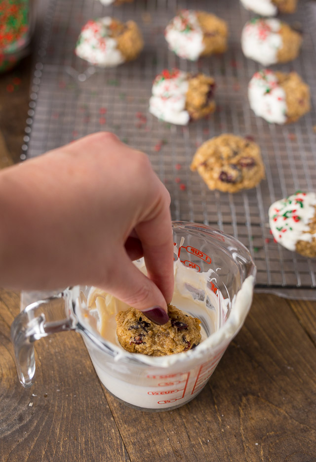 Oatmeal Christmas Cookies dipped in chocolate
