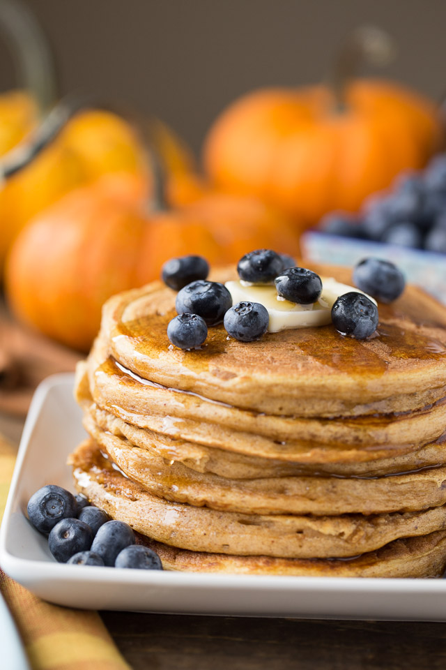 Halloween Breakfast Pumpkin Protein Pancakes