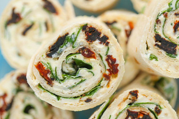 Creamy Sun Dried Tomato Pinwheels