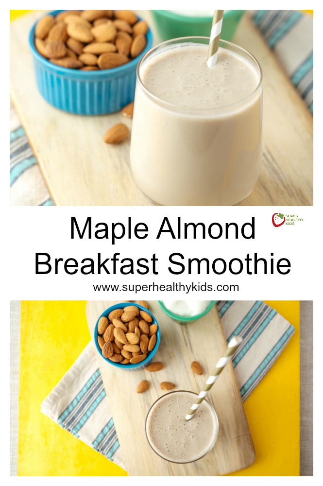 Maple Almond Breakfast Smoothie. Maple + Almond is a match made in smoothie heaven! www.superhealthykids.com/quick-breakfast-smoothie-maple-almond-crush Maple Almond Breakfast Smoothie. Maple + Almond is a match made in smoothie heaven!