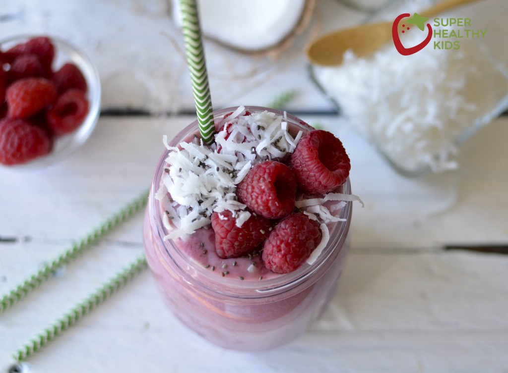 COCONUT RASPBERRY CHIA SMOOTHIE RECIPE COCONUT RASPBERRY CHIA SMOOTHIE! Full of good stuff, like omega 3 fatS!