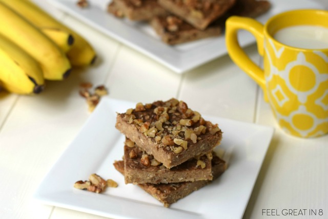 3 Ingredient Peanut Butter Banana Bars Recipe. An easy to make snack bar with peanut butter and banana!