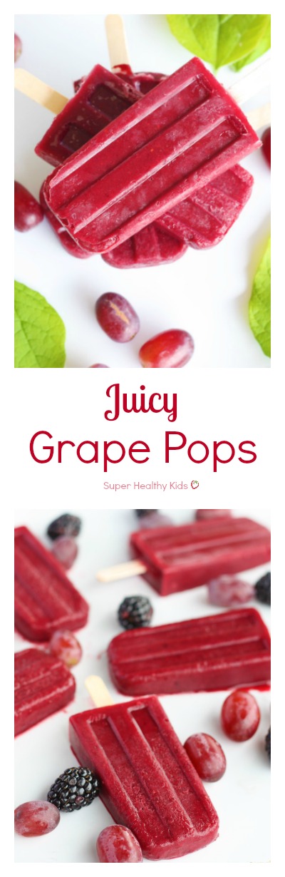 Juicy Grape Pops. Made with only grapes, these are refreshing, packed with vitamin C, and perfect for a thirst quenching treat. https://www.superhealthykids.com/juicy-grape-pops/ Juicy Grape Pops. Made with only grapes, these are refreshing, packed with vitamin C, and perfect for a thirst quenching treat. https://www.superhealthykids.com/juicy-grape-pops/