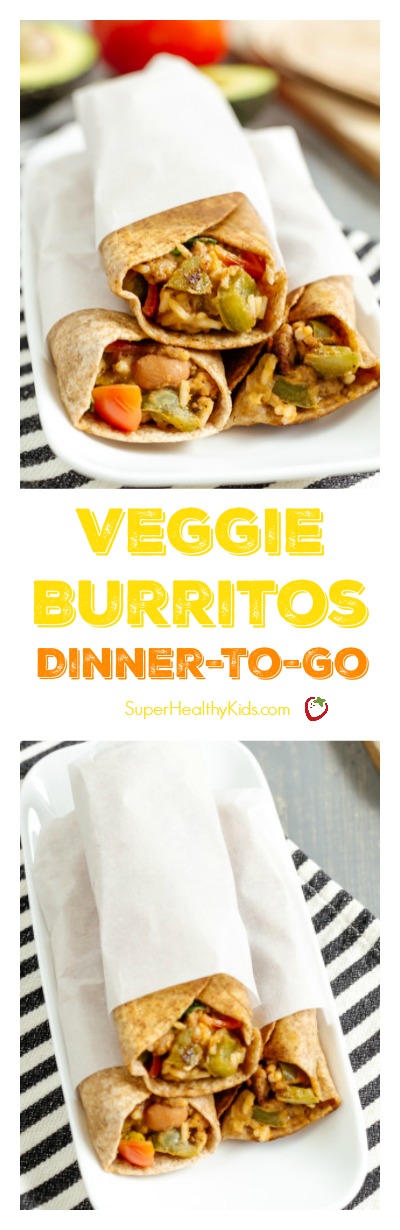 Veggie Burritos: Dinner-To-Go. Burrito recipe for a dinner idea when you are on the go! https://www.superhealthykids.com/burrito-recipe/ Veggie Burritos: Dinner-To-Go. Burrito recipe for a dinner idea when you are on the go!