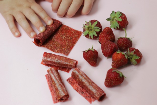 Strawberry Chia Fruit Leather Recipe Strawberry Chia Fruit Leather Recipe. This is a super yummy treat with the added nutrition of chia seeds!