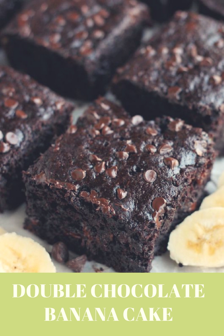 This lightened up chocolate cake has no oil, uses bananas and applesauce to keep it moist, and has just the right amount of chocolate to make it feel like an indulgent treat. No frosting required! Double Chocolate Banana Cake