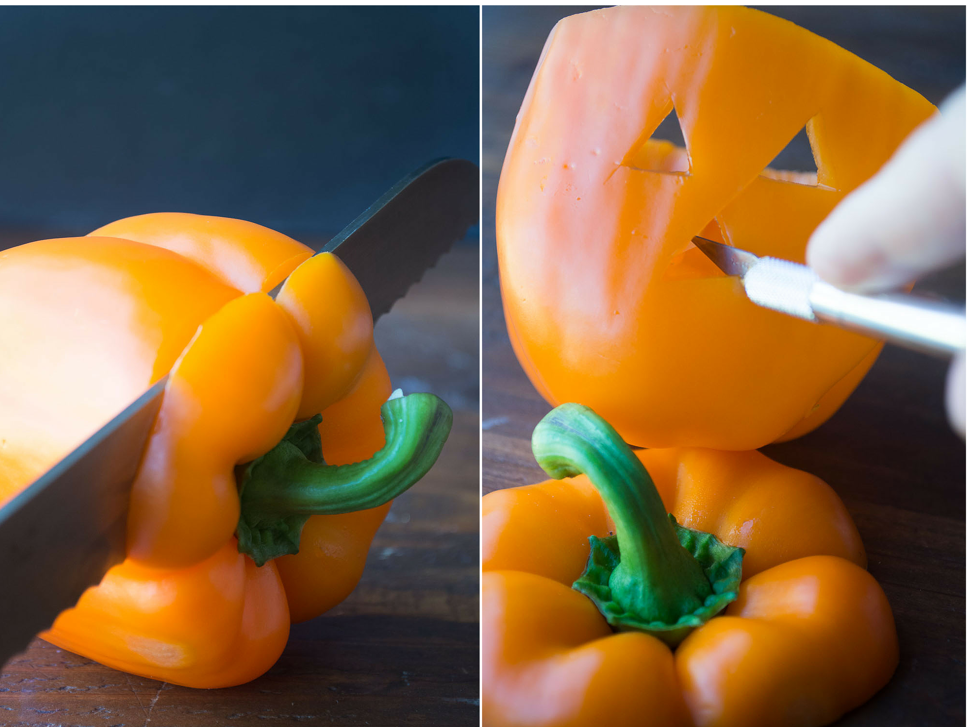 Bell Pepper Jack-O-Lantern Veggies And Ranch Dip  Healthy 