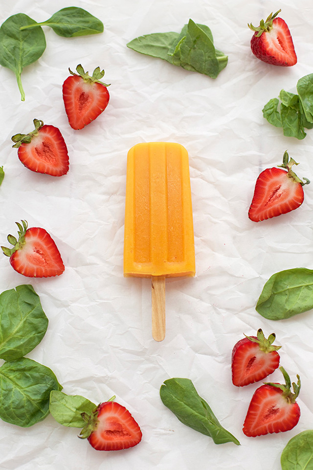 3 Fruit and Veggie Popsicles Mango Orange Carrot Popsicles - Tropical flavor and sunshine-y color. We love them! www.superhealthykids.com