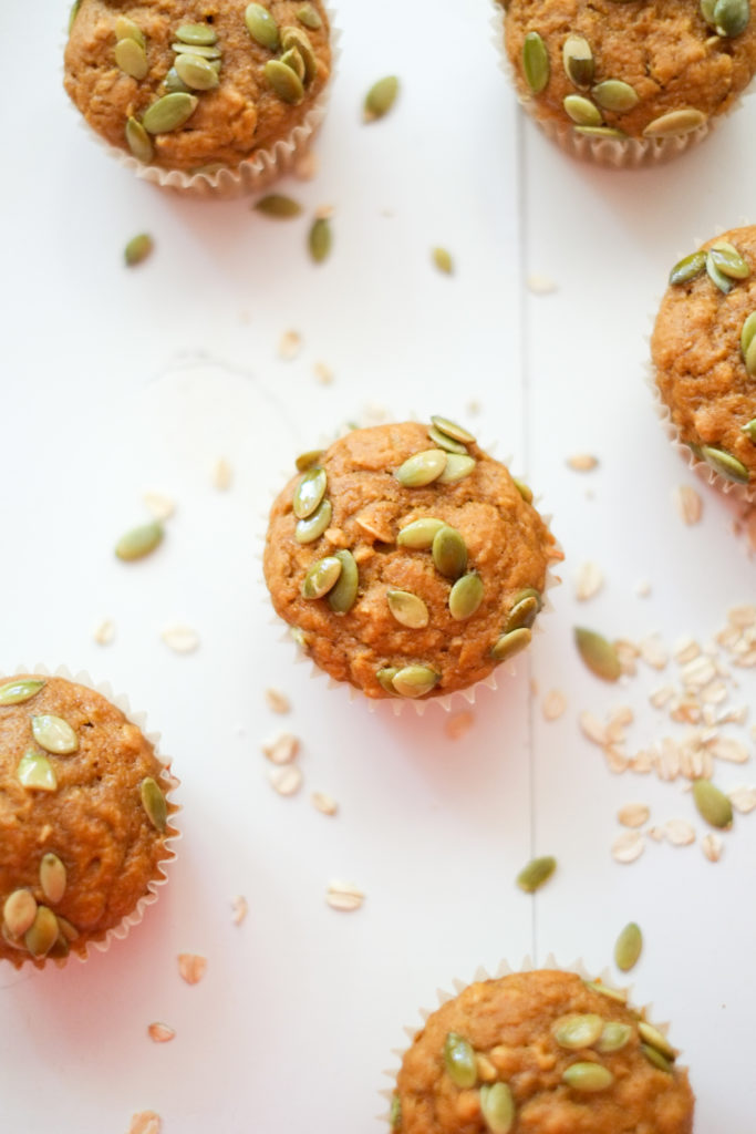 Maple-Oat Pumpkin Muffins Recipe Maple-Oat Pumpkin Muffins. Delicious pumpkin muffins that are healthy too! Maple syrup sweetened and applesauce instead of oil make these tasty muffins guilt-free!