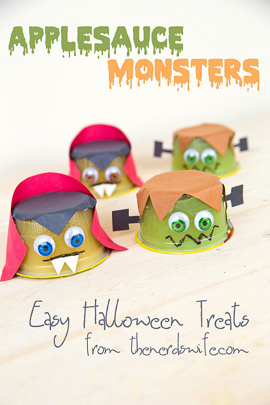 30 Healthy and Festive Halloween Treats Applesauce monsters
