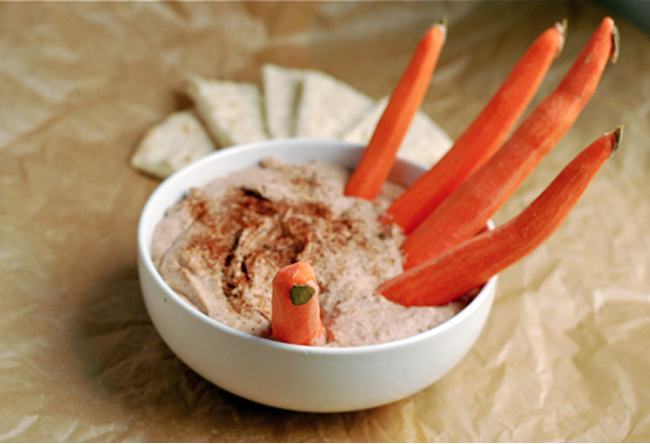 30 Healthy and Festive Halloween Treats Hummus with carrot fingers