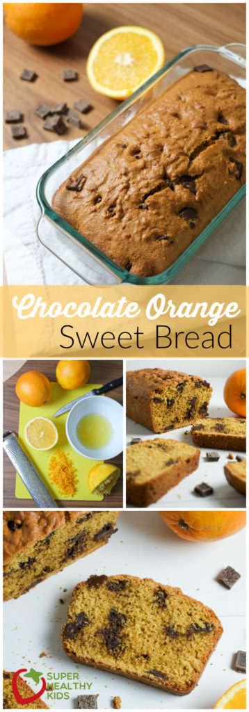 FOOD - Chocolate Orange Bread. Chocolate orange bread made with real orange juice and zest, combined with white whole wheat flour, honey and dark chocolate for a healthier sweet bread. https://www.superhealthykids.com/chocolate-orange-bread-recipe/ FOOD - Chocolate Orange Bread Recipe | Sweet Bread | Super Healthy Kids | Food and Drink https://www.superhealthykids.com/chocolate-orange-bread-recipe/
