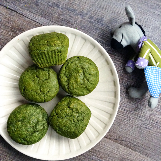 Sweet Spinach Muffins Sweet Spinach Muffins. These kid-favorite muffins are 100% whole wheat, refined-sugar-free, and packed with fresh spinach!