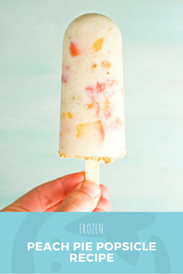 Our favorite healthy popsicle: peach pie popsicles! These Greek yogurt-based popsicles are incredibly creamy and fresh. Extra protein and honey-sweetened! Peach Pie Popsicles Recipe