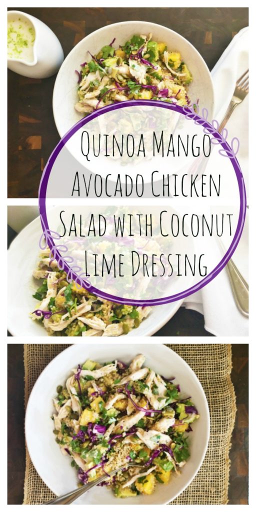 Quinoa Mango Avocado Chicken Salad with Coconut Lime Dressing