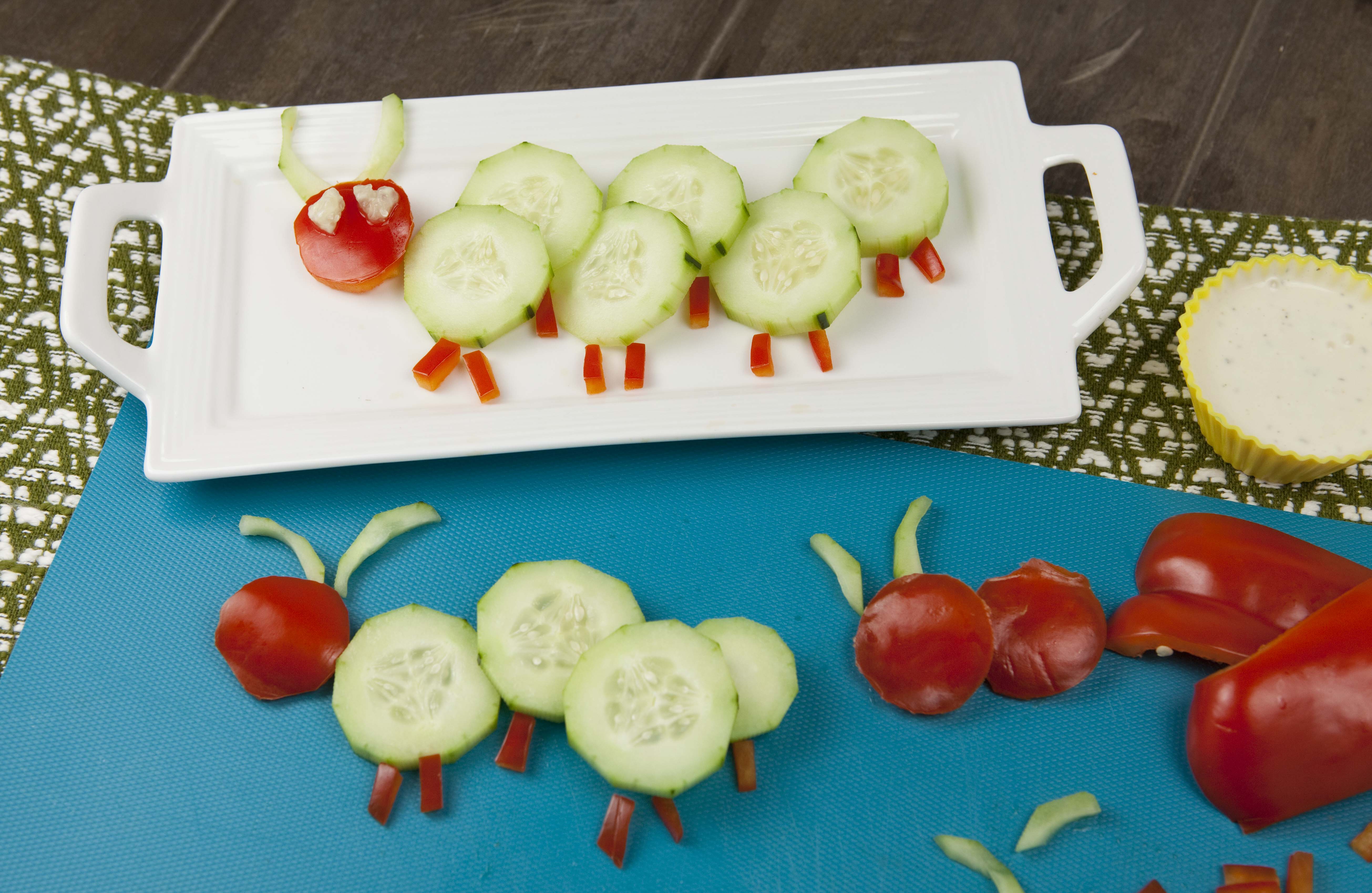 Cucumber Caterpillar Snack fun food for kids