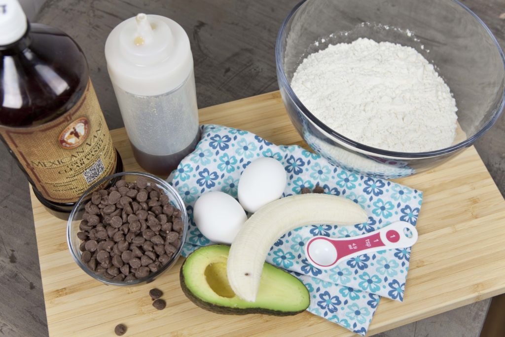Ingredients to make Avocado banana muffins for picky eaters